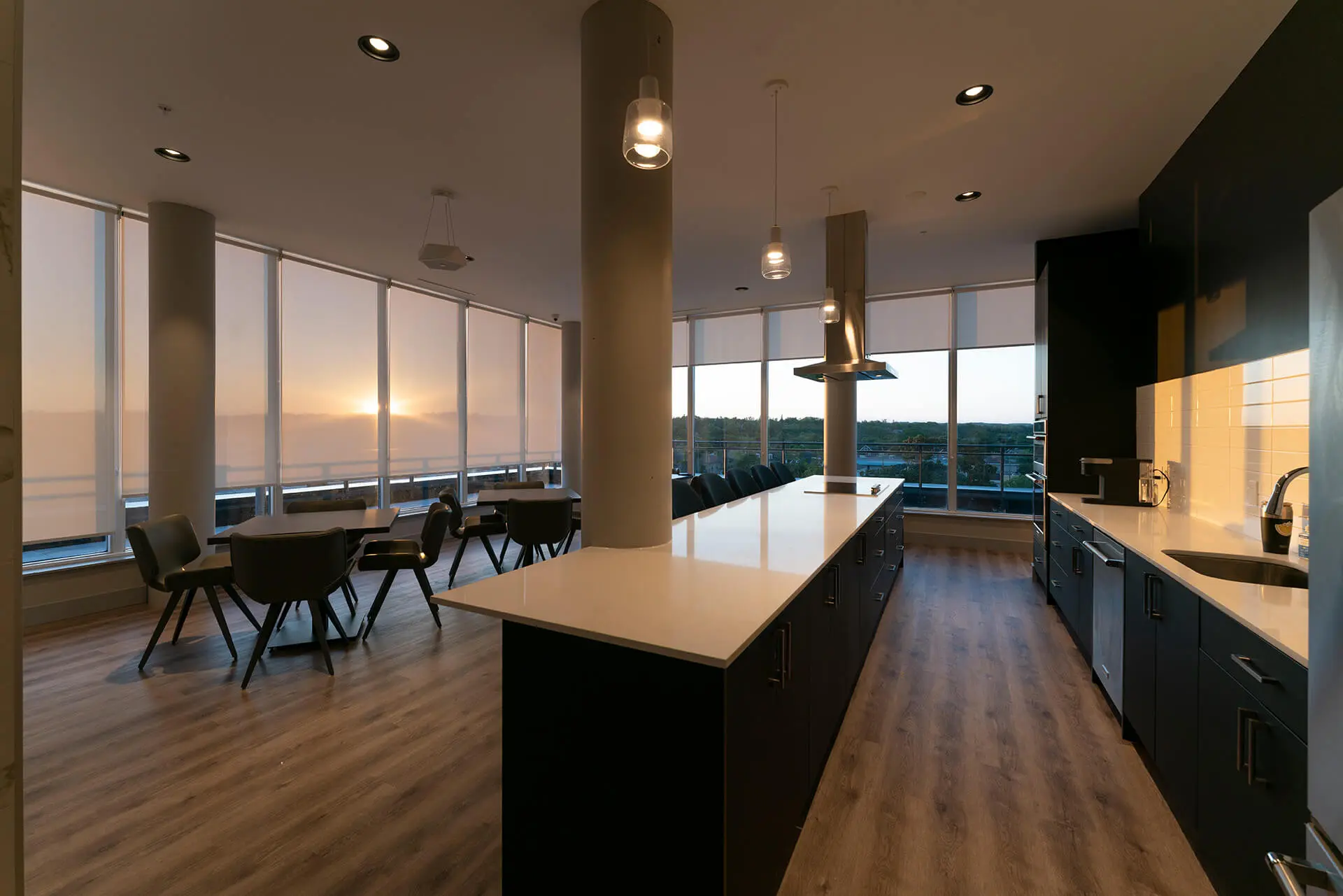 Rooftop party room and kitchen